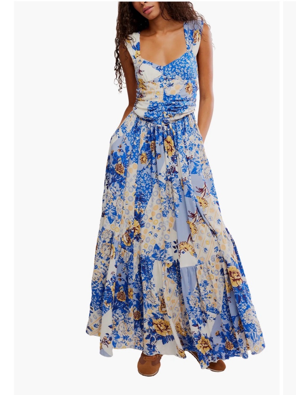 Free People Sasha Floral Mesh Midi Dress in M